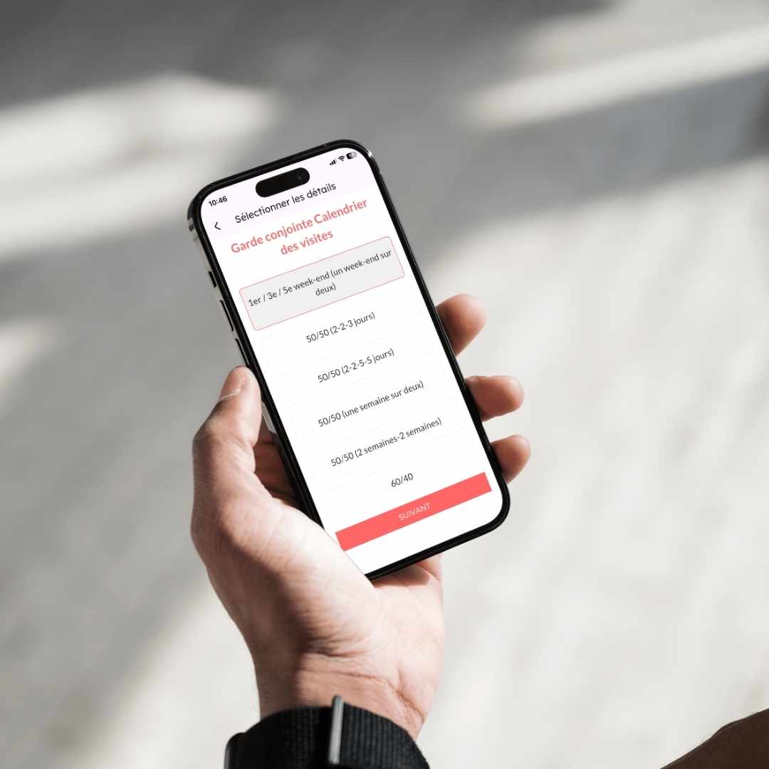 Sélection du type de garde dans l'app Kiido